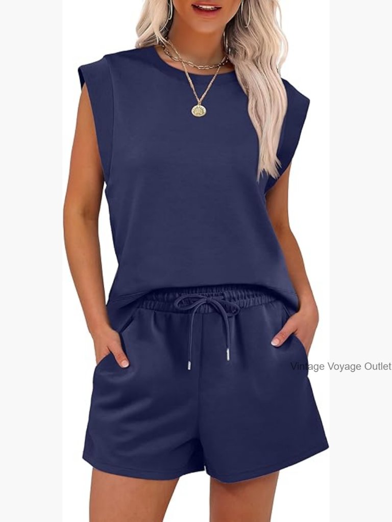 Summer Short Lounge Set, Casual Beach Outfit, Medium Weight Fabric